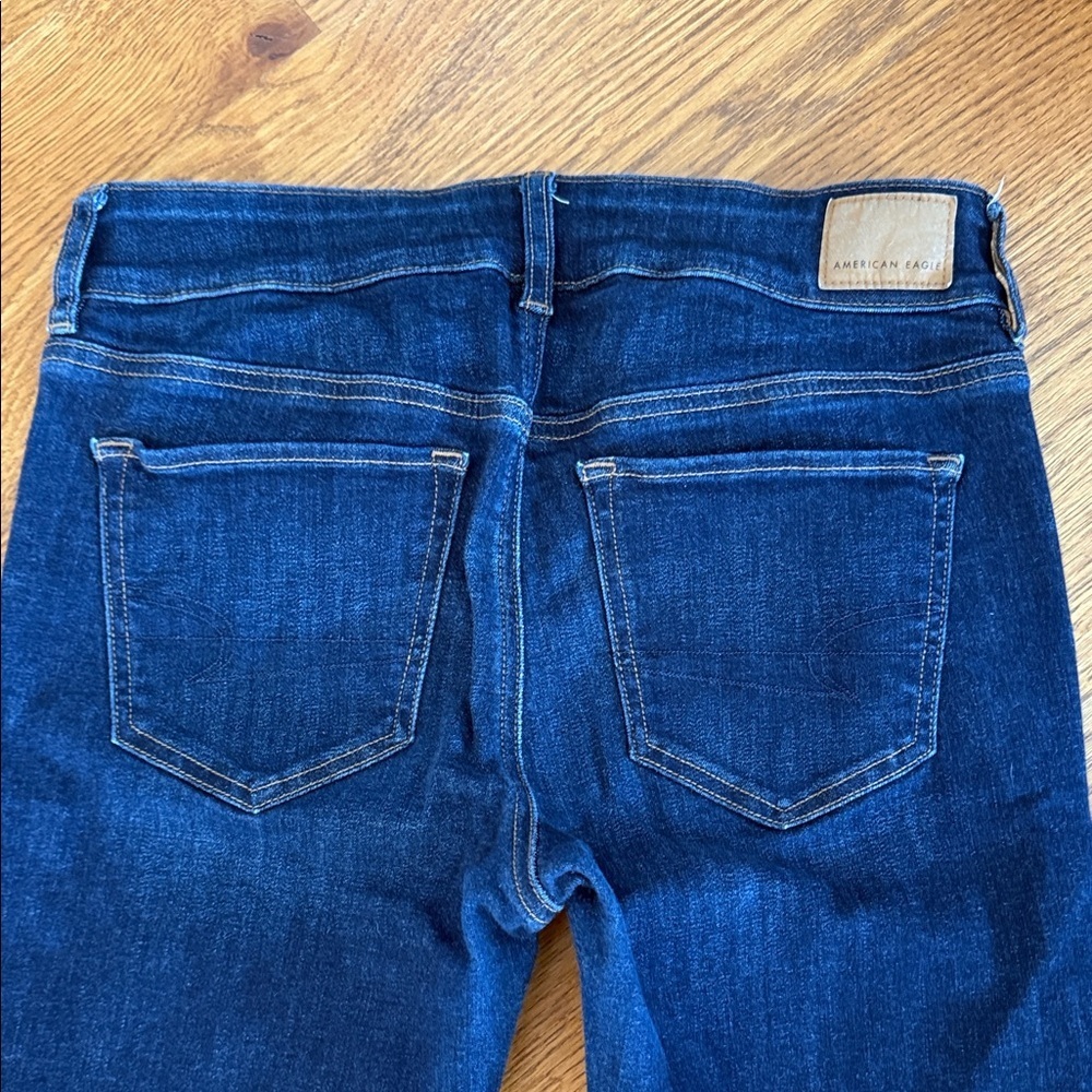 American Eagle Kick Boot Jeans Size 8 Dark Wash Stretch - Picture 5 of 8